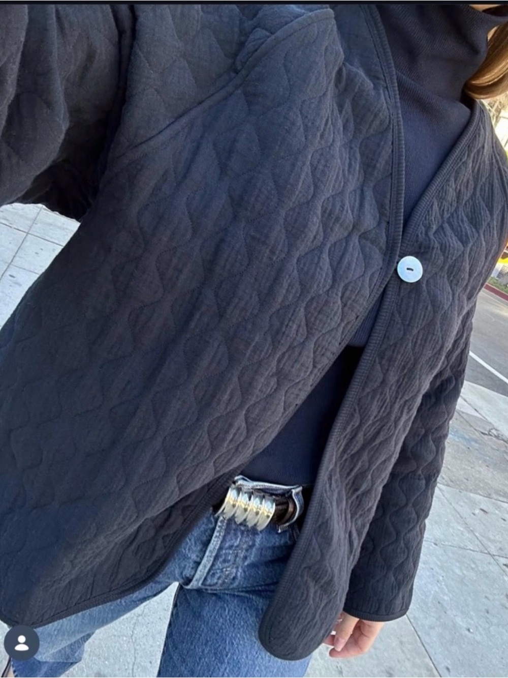 Donni Quilted Navy Blue Women's Open-Front Jacket small